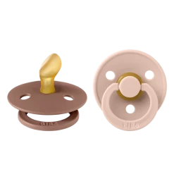 BIBS BIBS - Paquet De 2 Suces Avec Tétine Anatomique En Latex, Blush/Bois De Rose