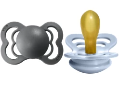 BIBS BIBS - Paquet De 2 Suces Suprême En Latex, Fer/Bleu Bébé