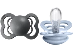 BIBS BIBS - Paquet De 2 Suces Suprême En Silicone, Fer/Bleu Bébé