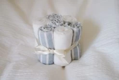 Bouton Jaune Bouton Jaune - Ensemble De 7 Débarbouillettes En Ratine De Velours, Rayé Bleu