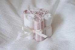 Bouton Jaune Bouton Jaune - Ensemble De 7 Débarbouillettes En Ratine De Velours, Rayé Rose