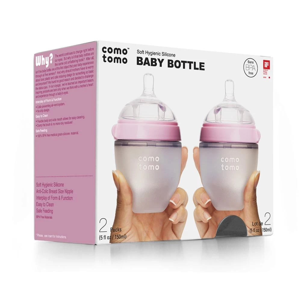 Como Tomo Como Tomo - Ensemble De 2 Bouteilles Touchés D'Allaitement 150ml, Rose – Image 3