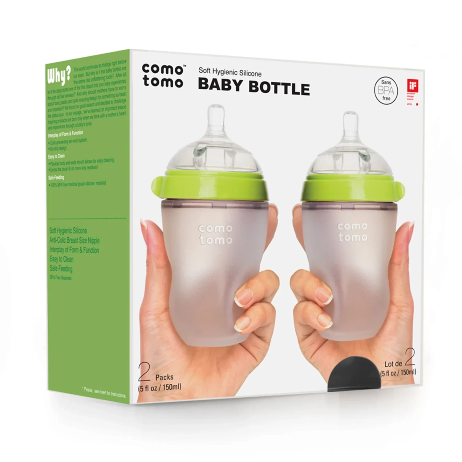 Como Tomo Como Tomo - Ensemble De 2 Bouteilles Touchés D'Allaitement 250ml, Vert – Image 2