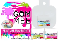 Gom.mee GOM.MEE - Boîte Cadeau Nettoyant Peinture Moussante Pour Le Corps, Bleu, Vert Et Rose