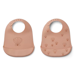 Liewood Liewood - Paquet De 2 Bavoirs Tilda, Rose Pâle Coquillages