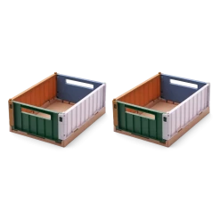 Liewood Liewood - Paquet De 2 Caisses De Rangement Pliantes Weston, Petit, Vert Jardin Multi