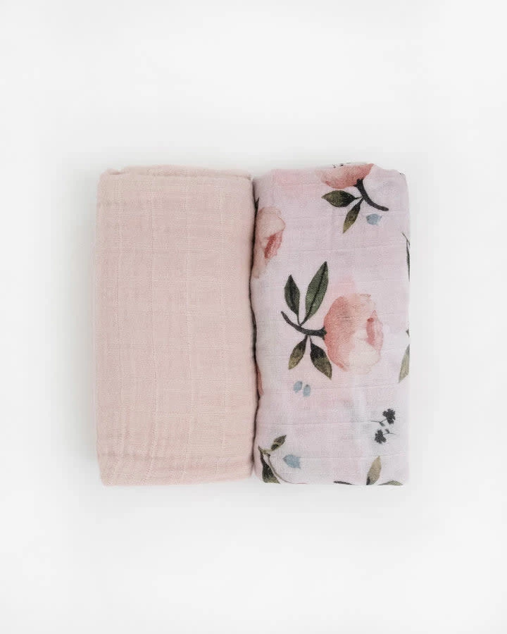 Little Unicorn Little Unicorn - Paquet De 2 Couvertures En Mousseline De Coton Biologique, Fleurs à L'Aquarelle – Image 3