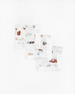 Little Unicorn Little Unicorn - Paquet De 3 Couvertures Sécurisantes En Mousseline, Ferme