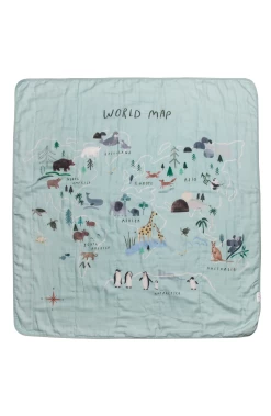 Loulou Lollipop Loulou Lollipop - Couette En Mousseline De Bambou, Carte Du Monde