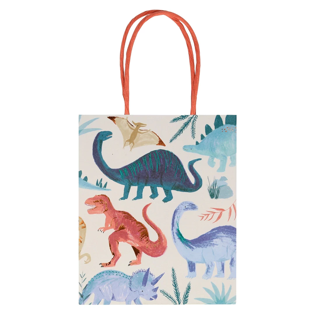 Meri-Meri Meri Meri Meri Meri - Paquet De 8 Sacs à Cadeau En Papier, Royaume Des Dinosaures