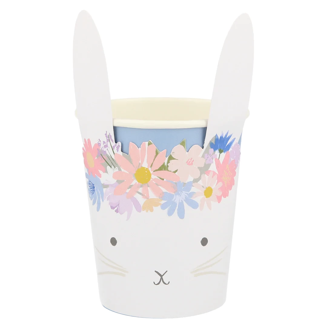 Meri-Meri Meri Meri Meri Meri - Paquet De 8 Verres En Papier, Lapin Floral