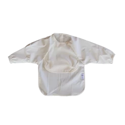 Micasso & Co Micasso & Co - Bavoir à Manches Longues Avec Pochette Intégrée, Blanc Délicat