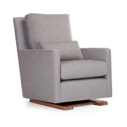 Monte Design Monte Como - Fauteuil Berçant, Base De Bois Noyer, Tissu Pebble Grey - Programme Quick Ship