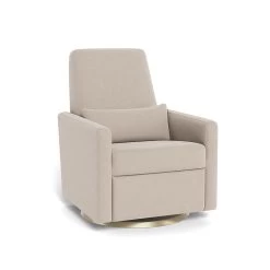 Monte Design Monte Grano - Fauteuil Berçant Inclinable, Base Pivotante Dorée, Tissu Lainage Italien Avoine