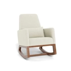 Monte Design Monte Joya - Chaise Berçante, Base En Noyer Naturel, Fausse Peau De Mouton
