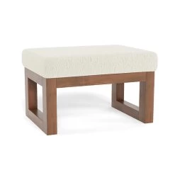 Monte Design Monte Joya - Ottoman, Base En Noyer Naturel, Fausse Peau De Mouton