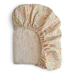 Mushie Mushie - Drap Contour En Mousseline, Fleurs Pastel