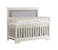 Natart Juvenile Natart Ithaca - Lit De Bébé Convertible 5-en-1 Avec Panneau Rembourré, Lin Tissé Fog