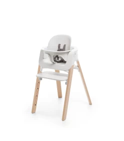 Stokke Stokke Steps - Chaise Haute, Pieds Naturel, Ensemble Bébé Et Siège Blanc