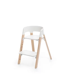 Stokke Stokke Steps - Chaise, Pieds Naturels Et Siège Blanc