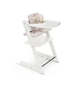 Stokke Stokke Tripp Trapp - Ensemble Chaise Haute Avec Coussin Et Plateau, Blanc Étoiles Argentées