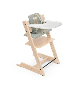 Stokke Stokke Tripp Trapp - Ensemble Chaise Haute Avec Coussin Et Plateau, Naturel Vert Glacier