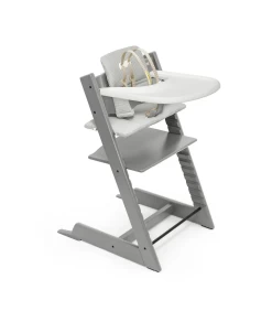 Stokke Stokke Tripp Trapp - Ensemble Chaise Haute Avec Coussin Et Plateau, Gris Tempête Gris Nordique